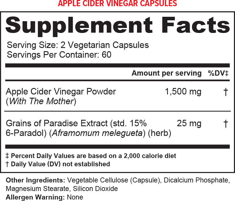 Extra Strength Apple Cider Vinegar Capsules - Vitauthority