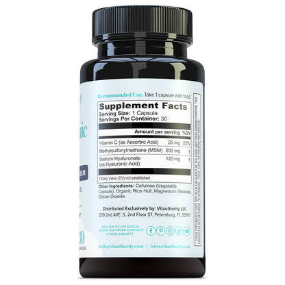 Hyaluronic Acid + MSM and Vitamin C Capsules - Vitauthority