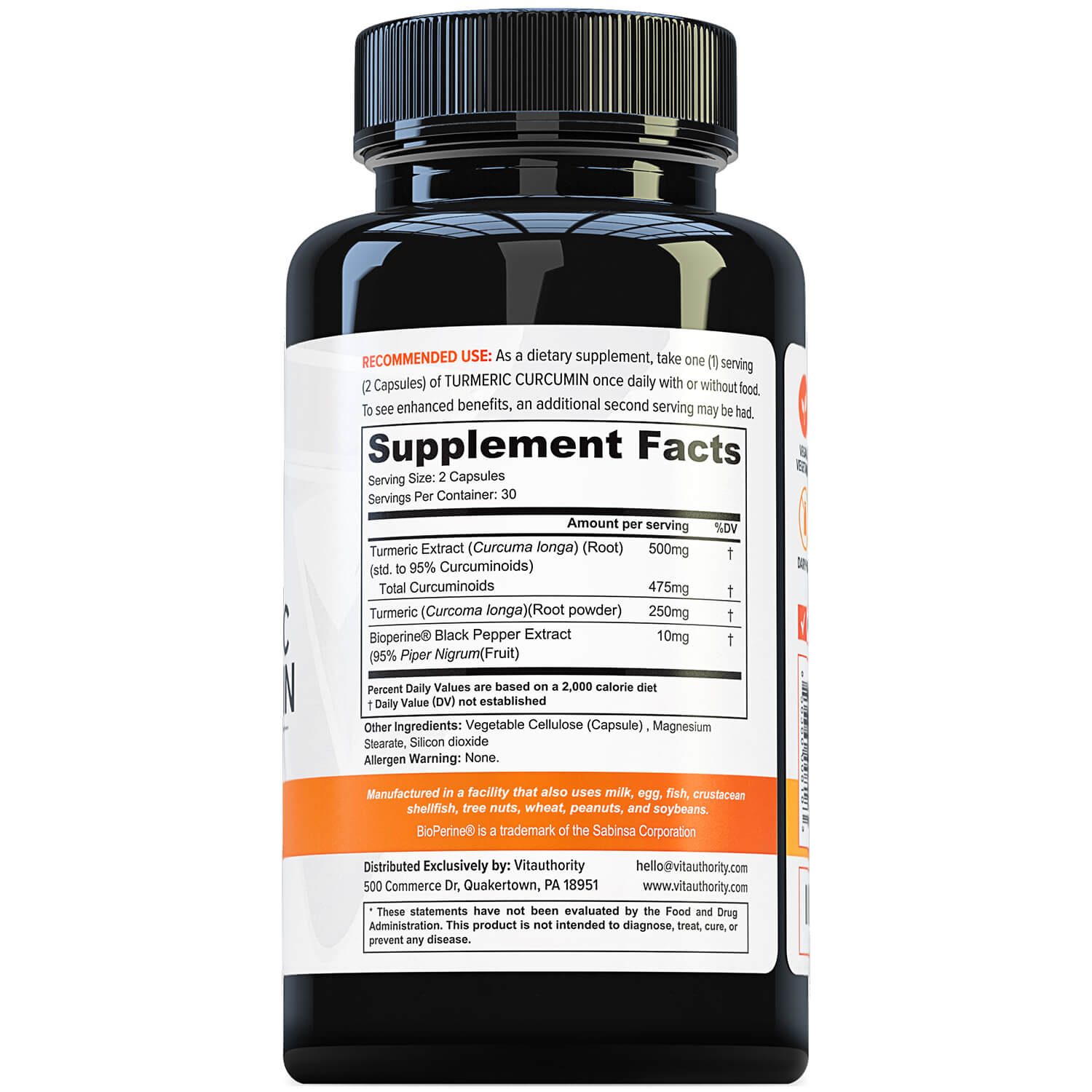 Turmeric Curcumin Capsules with BioPerine® - VitauthorityTurmeric Curcumin