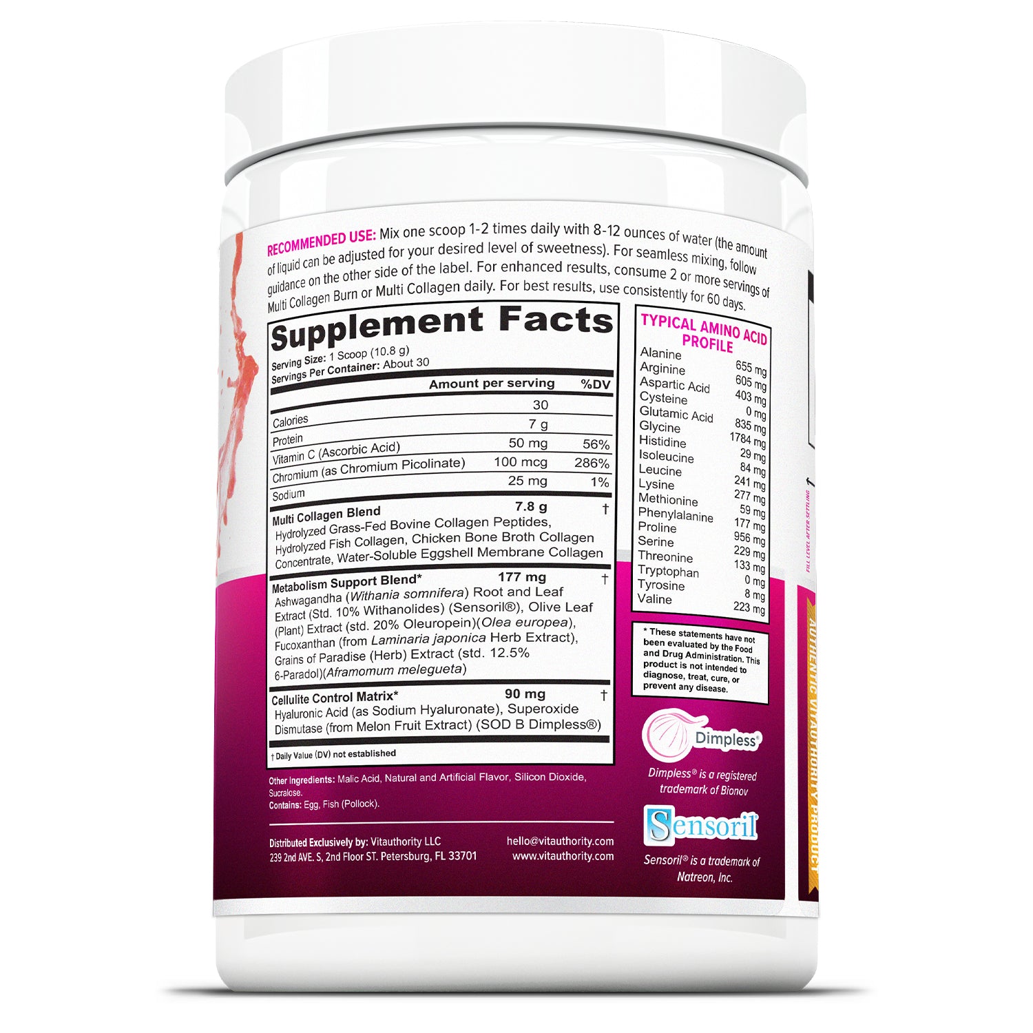 Multi Collagen Burn - Strawberry Lemonade Flavor - Vitauthority