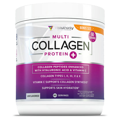 Bonus Size Multi Collagen Peptides - Unflavored - Vitauthority