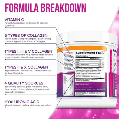 Bonus Size Multi Collagen Peptides - Unflavored - Vitauthority