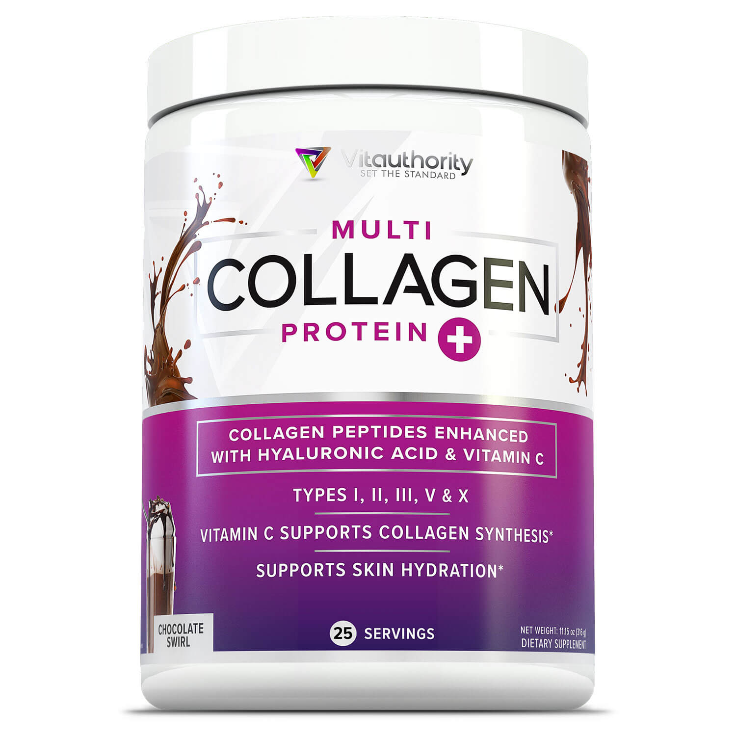 Multi Collagen Peptide Protein+ Powder - Chocolate Swirl - Vitauthority