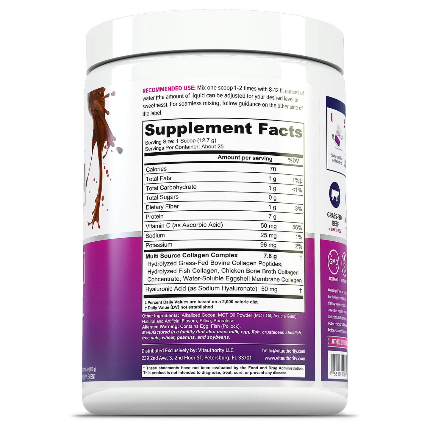 Multi Collagen Peptide Protein+ Powder - Chocolate Swirl - Vitauthority