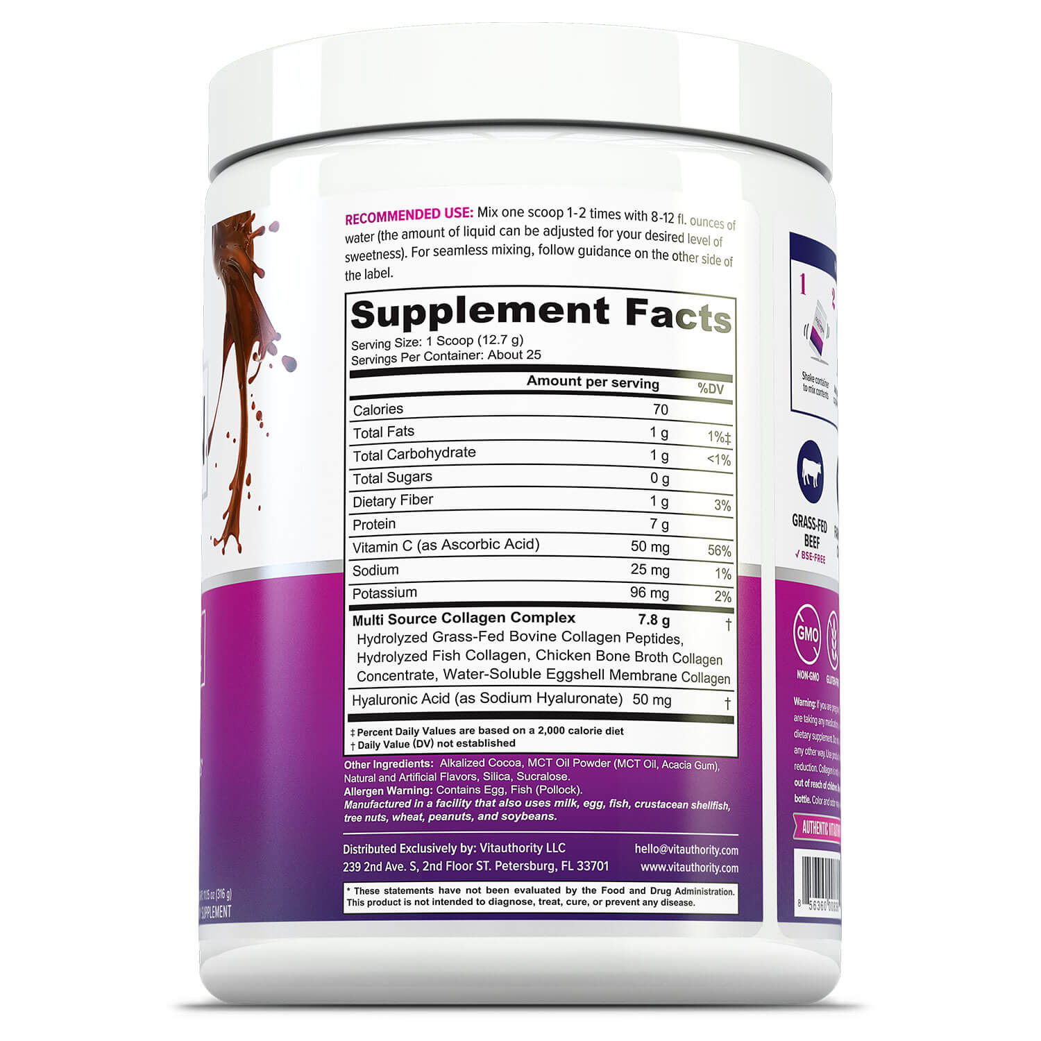 Multi Collagen Peptide Protein+ Powder - Chocolate Swirl - Vitauthority