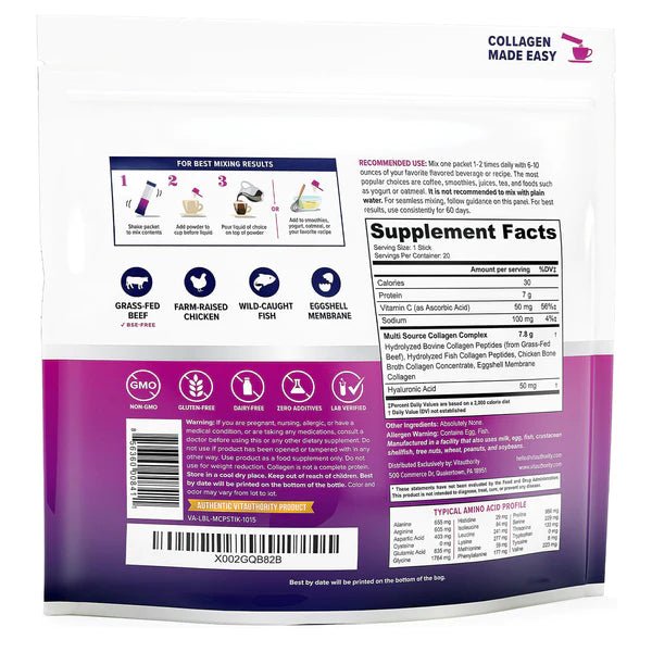 Multi Collagen Peptides Protein+ Powder - Vitauthority