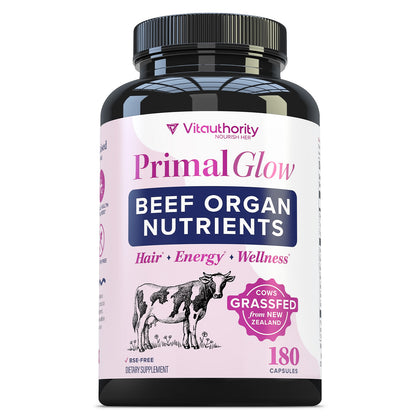 Primal Glow Beef Organ Nutrients Capsules Bottle - Vitauthority