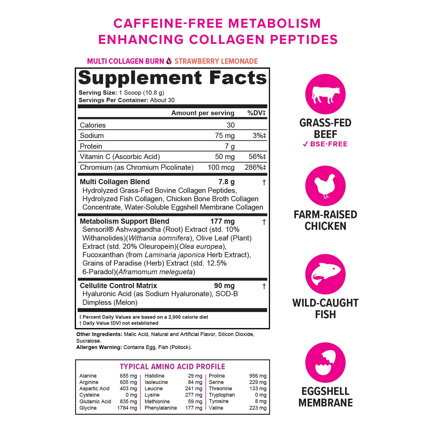 Multi Collagen Burn - Strawberry Lemonade Flavor - Vitauthority
