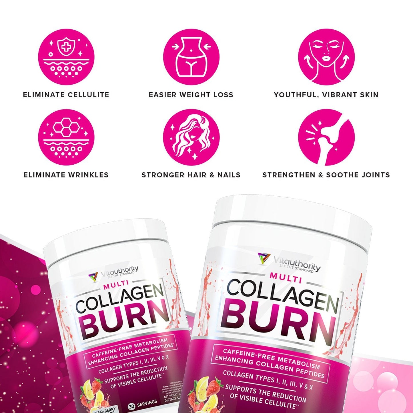 Multi Collagen Burn - Strawberry Lemonade Flavor - Vitauthority