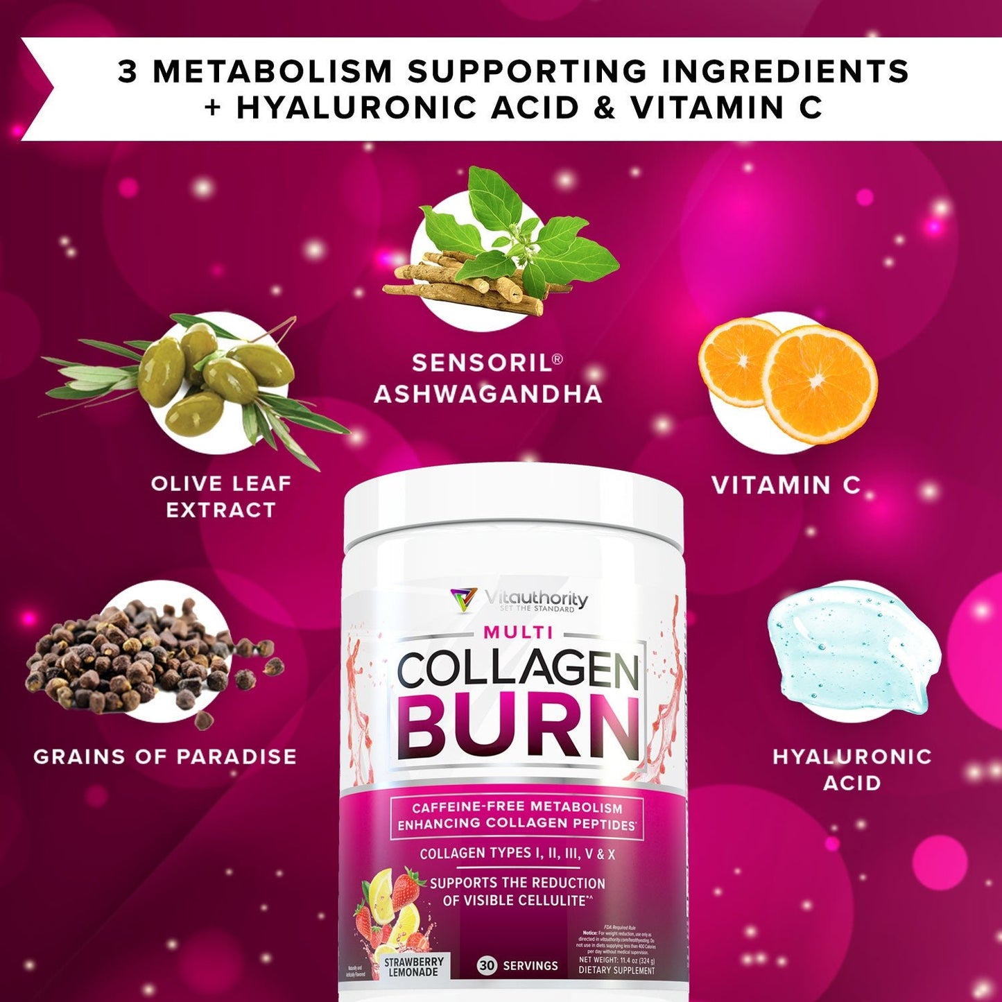 Multi Collagen Burn - Strawberry Lemonade Flavor - Vitauthority