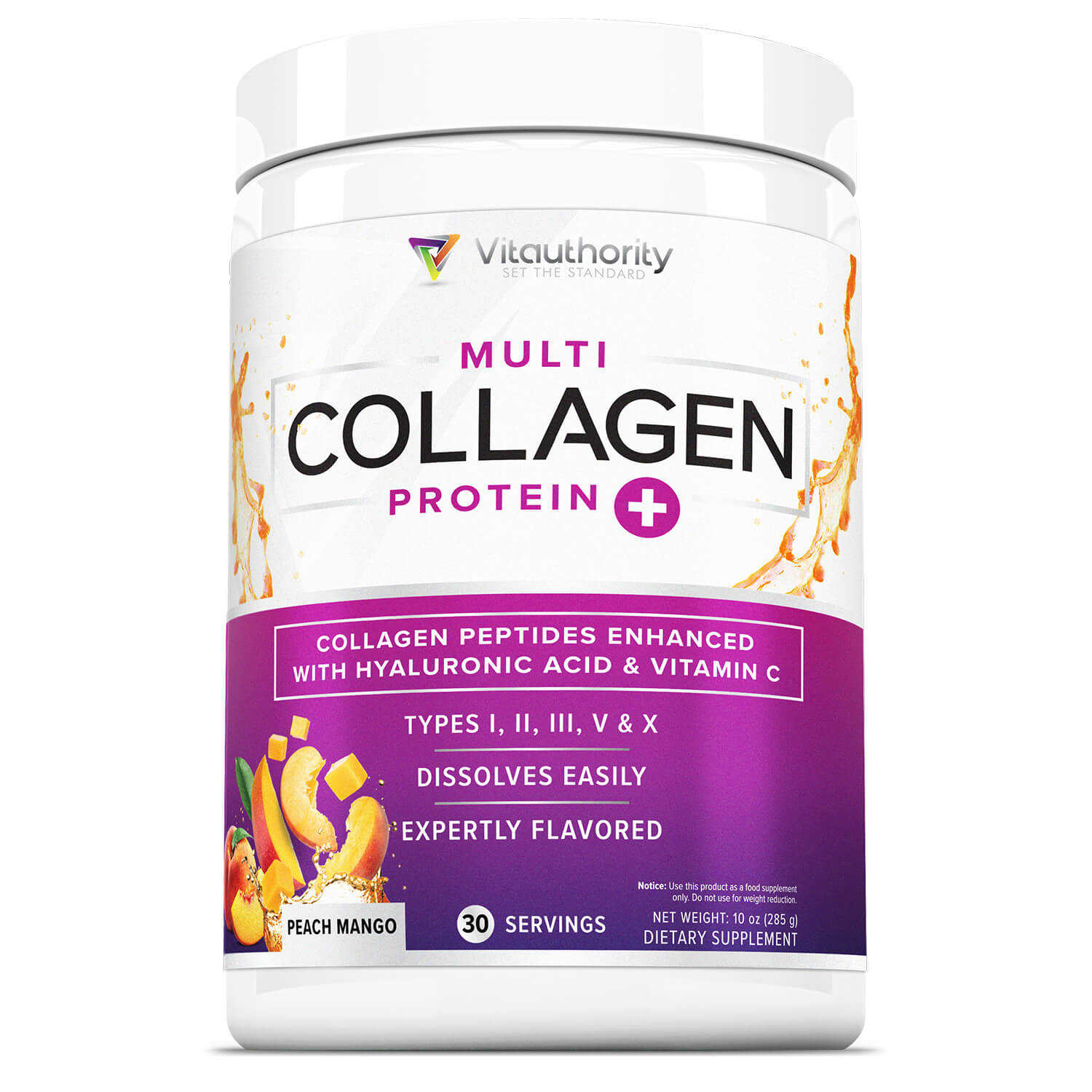 Multi Collagen Peptides - Peach Mango - Vitauthority