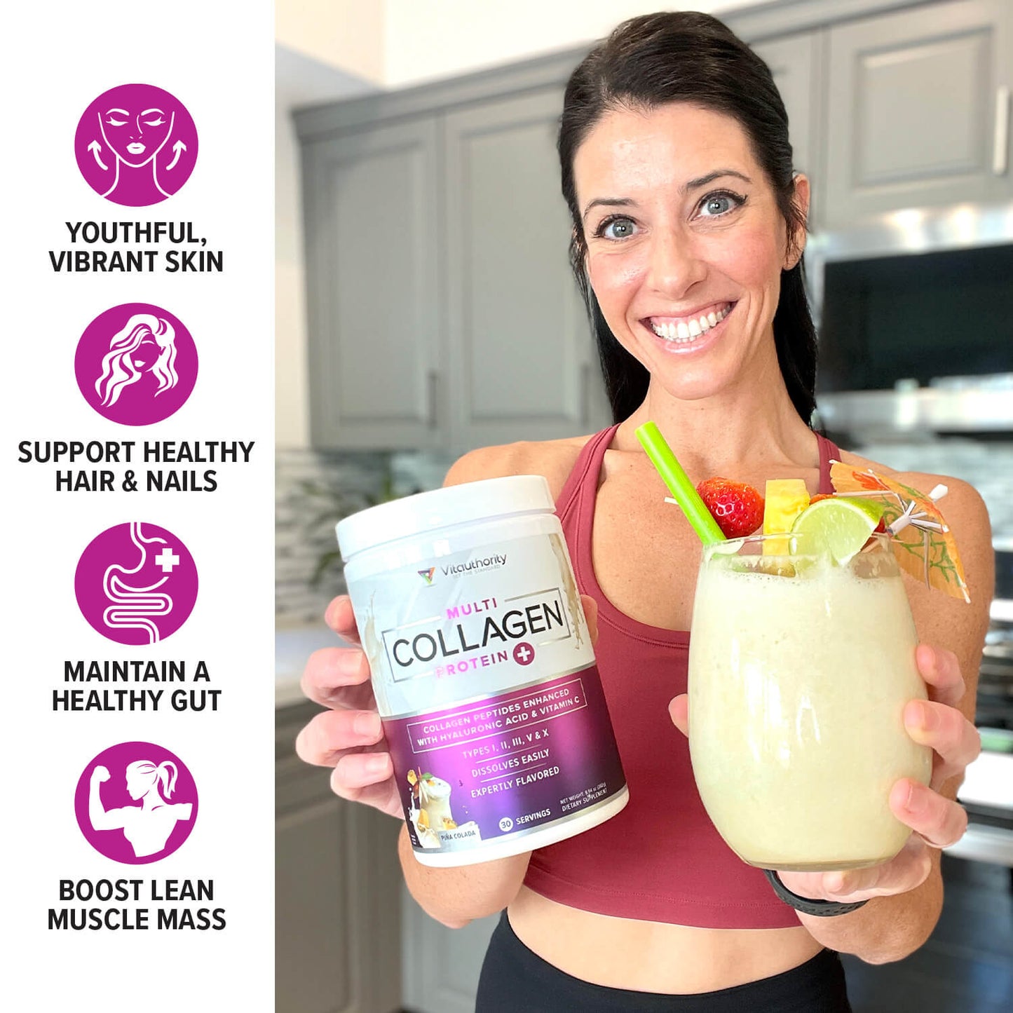 Multi Collagen Peptides - Piña Colada - Vitauthority