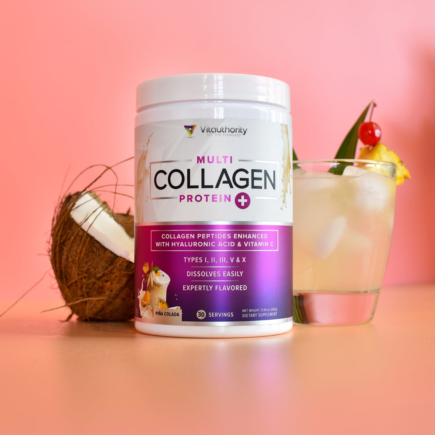 Multi Collagen Peptides - Piña Colada - Vitauthority