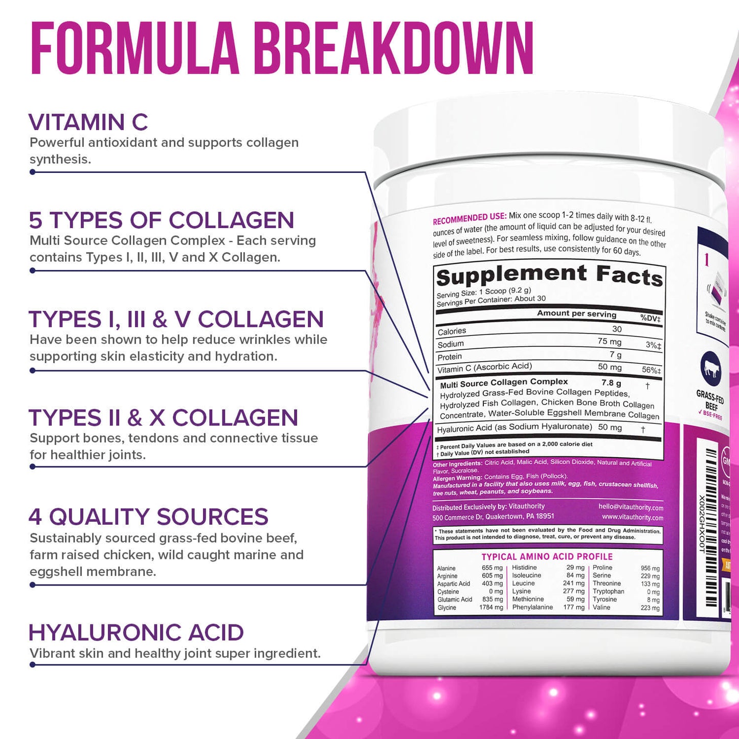 MULTI COLLAGEN + PINK LEMONADE FLAVOR - Vitauthority