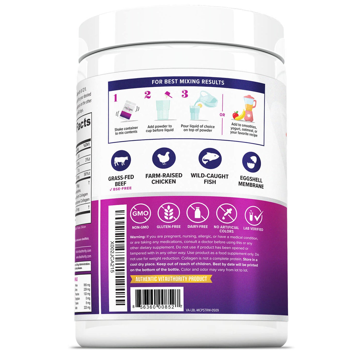 Multi Collagen Peptides - Strawberry - Vitauthority