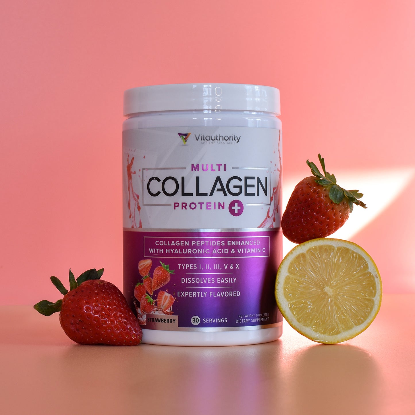 Multi Collagen Peptides - Strawberry - Vitauthority