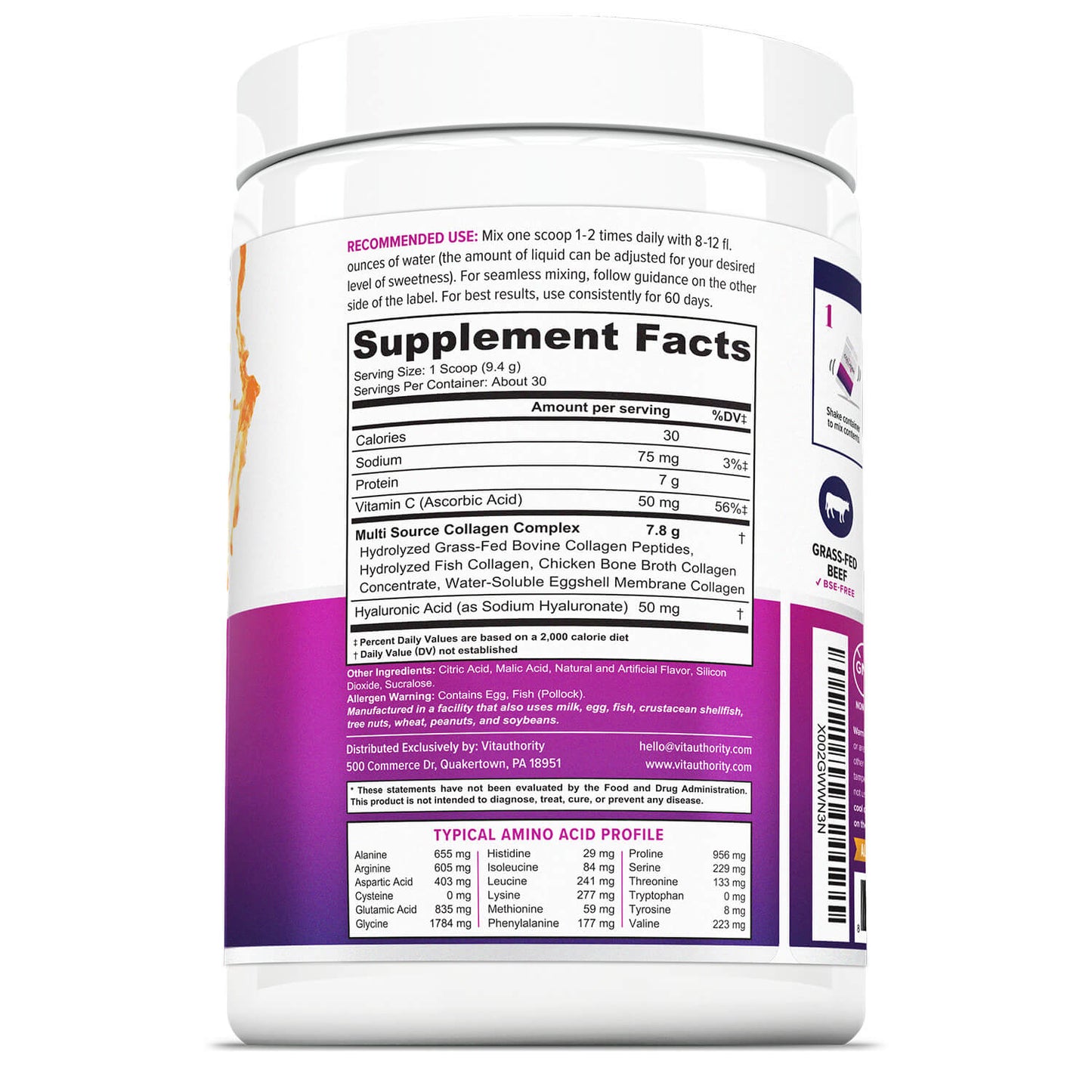 Multi Collagen Peptides - Tropical Punch - Vitauthority